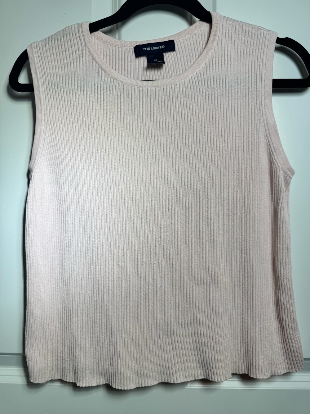 THE LIMITED Light Pink Ribbed Sweater Tank Medium 100% Cotton Minimalist